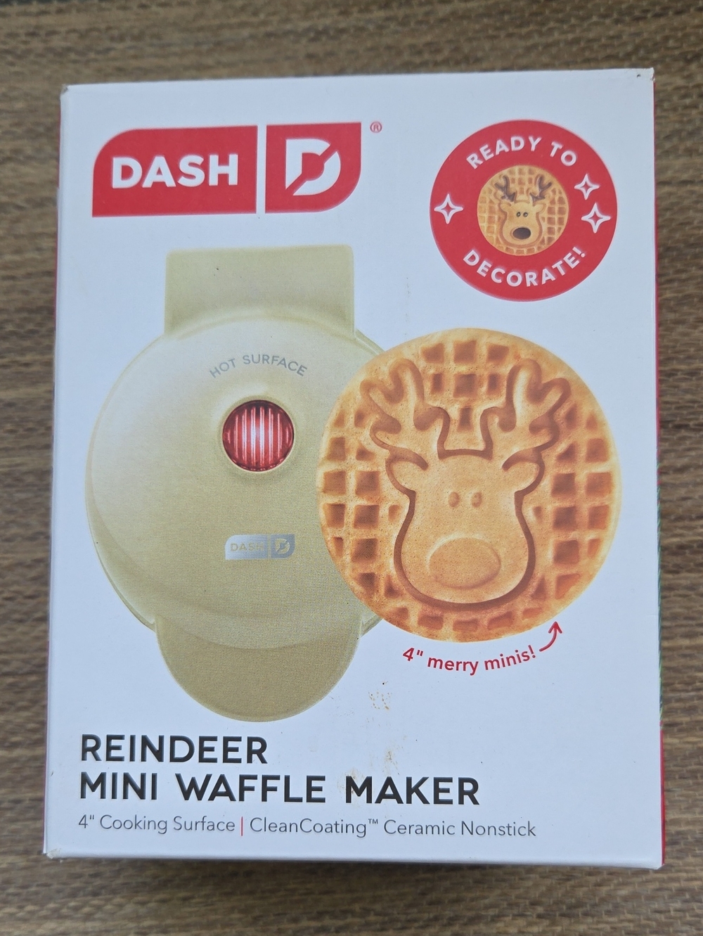 Dash Reindeer Mini Waffle Maker New